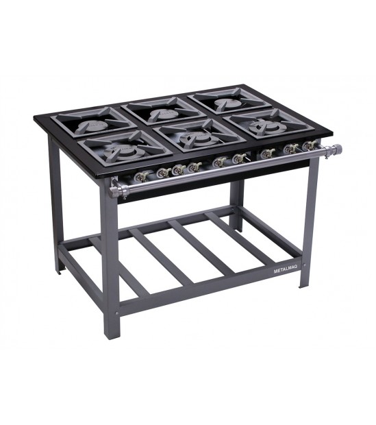 Fogão Industrial Baixa Pressão 6 Bocas - Metalmaq Fogão Industrial Baixa Pressão 6 Bocas - Metalmaq